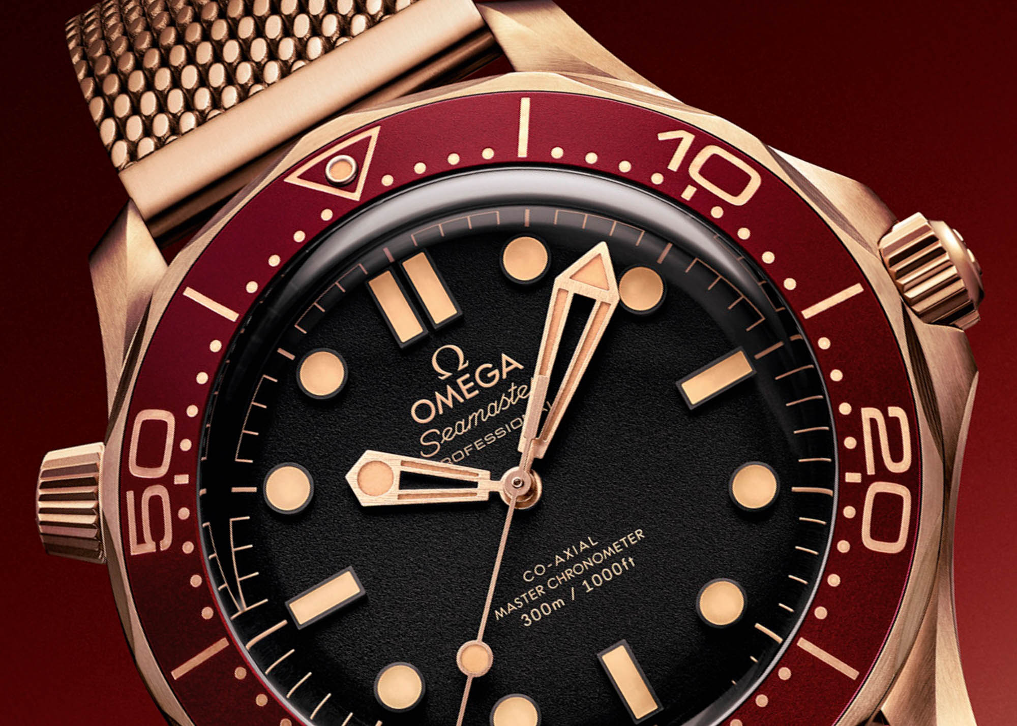 Replique Omega Seamaster Diver 300M Bronze Or et Bourgogne